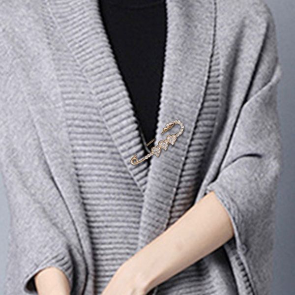 

love heart scarf clip crystal diamante pin brooch jewelry mothers day gift, Gray