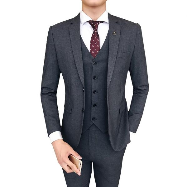 

две кнопки slim fit костюмы 3 шт. костюмы(куртка + брюки+жилет) мужские костюмы зубчатый воротник свадьба жених свадьба смокинги, White;black