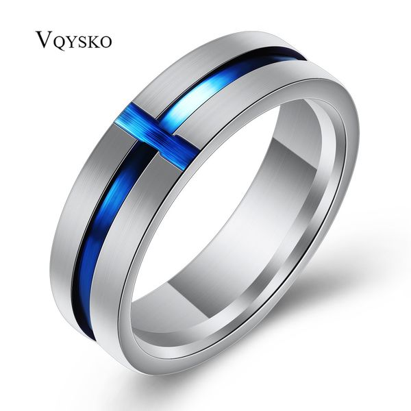

classic biblical blue cross ring 316l titanium steel jewelry cool women men's rings, Silver