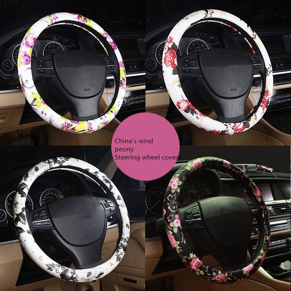 

автомобиль баранка covers vintage leather руль обложка flower printing для женщин для управления аксессуары девушки автомобилей