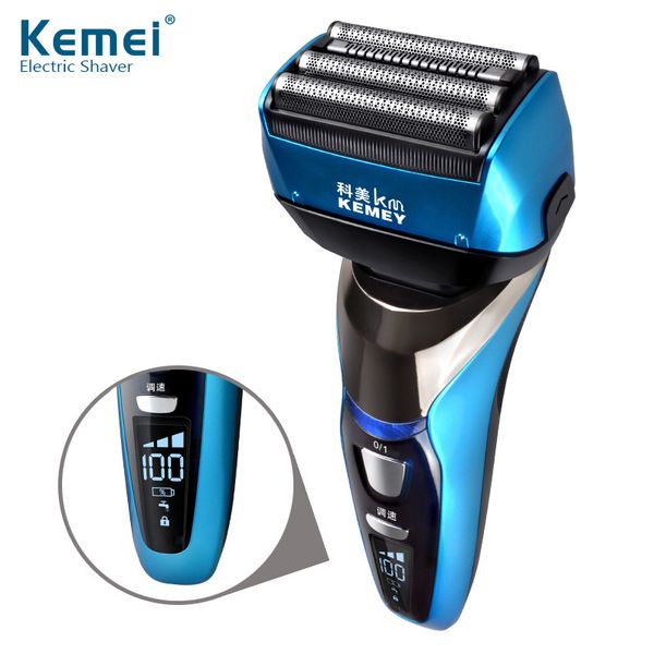 

4 blade professional wet & dry shaver rechargeable electric shaver razor for men beard trimmer shaving machine lcd display 40d