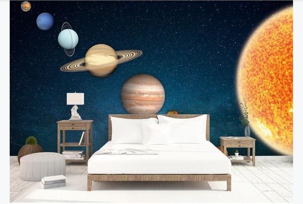 Мода фото пользовательские вселенная галактика Земля 3D тема космическая фреска обои детская комната спальня фон настенная живопись декор