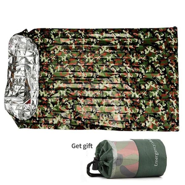 

sleeping bags emergency bag ultralight waterproof rescue blanket pet windproof 120*200cm camouflage portable camping travel hiking