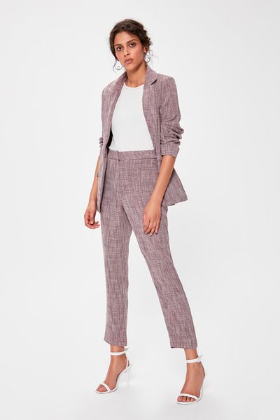 

trendyol burgundy classic pants twoaw20pl0058, Black;white