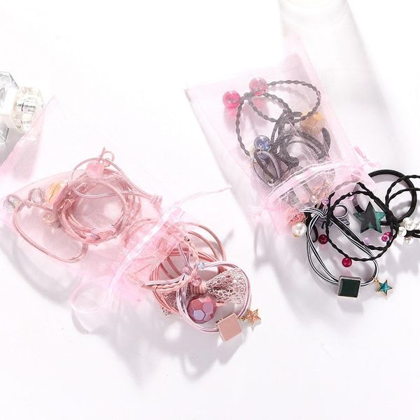 

hair accessories rhinestone elastic rubber bands ring headwear girl elastic hair band ponytail holder scrunchy rope jewelry, Slivery;white