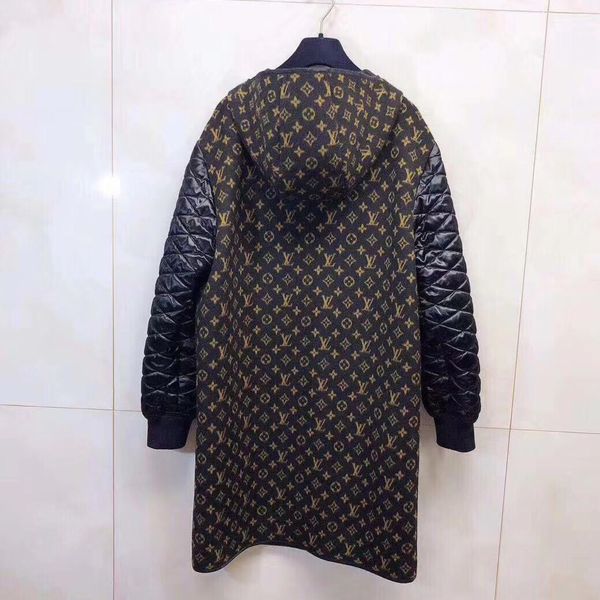 

Women jacket ca ual long coat a ian ize m  fa hion warm w j011 explo ion full letter print color titching co tume, Black;brown