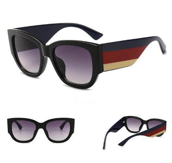 

foreign trade explosion models europe and the new avant-garde fashion three-color frame sunglasses luxury rainbow color tide sunglasses 0276, White;black