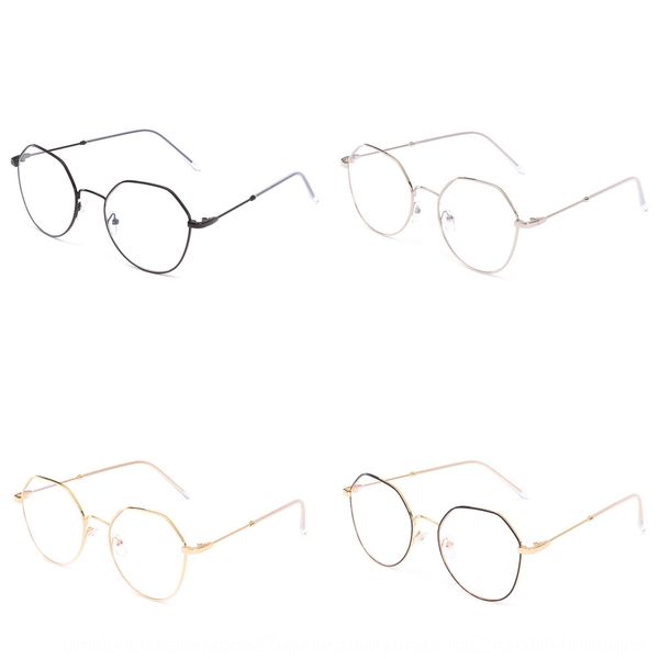 

2020 metal frame irregular large frame myopia artistic glasses polygon plain glasses, Silver