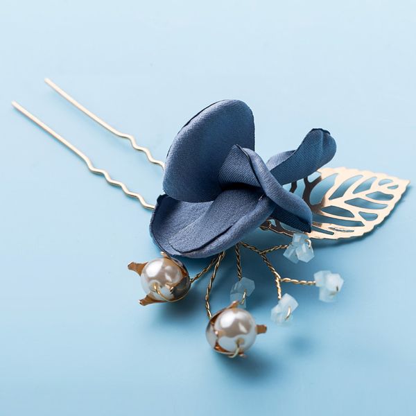 

wedding party beaded pearl gift woman lady diamond flower leaf hair jewelry for bride acting initiation graduation yy-114, Slivery;golden