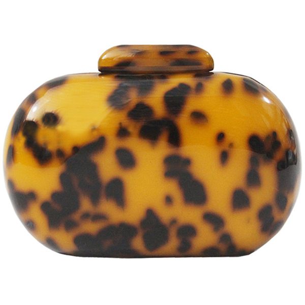 

abdb-fashion wallet women's acrylic cute round leopard print evening bag ladies wedding party ball portable clutch bag