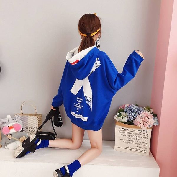 

письмо толстовка женщина печатные мода пуловеры 2019 krean стиль крупногабаритных фуфайки femme свободная свободный streetwear толстовка жен, Black