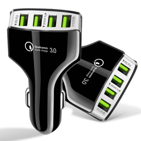 

quick charging 4 usb ports 5v 2.5a auto power adapter car charger for iphone 5 6 7 8 x samsung gps mp3 pc