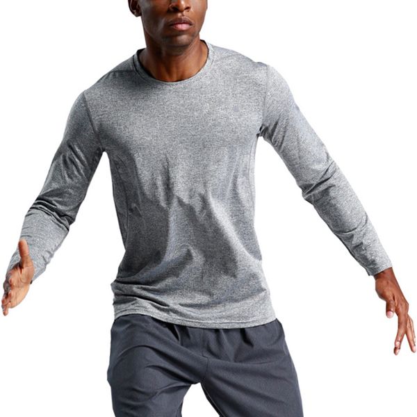 

men quick dry o-neck t-shirts long sleeve sport hiking running shirts outdoor gym fitness t-shirts elastic climbing tees, Black;red