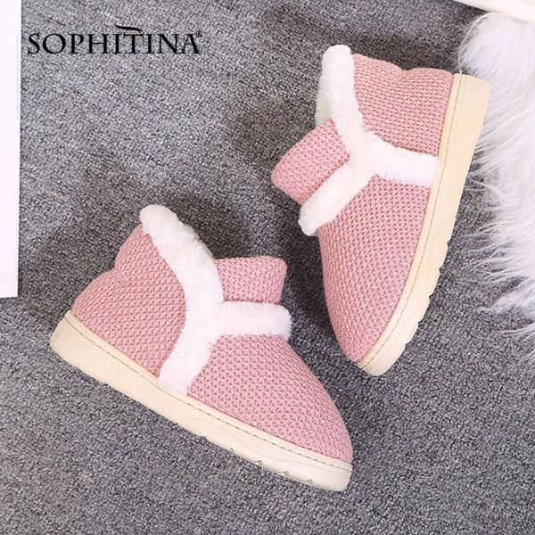 

sophitina fashion home ladies shoes comfortable warm flat shoes so315, Black