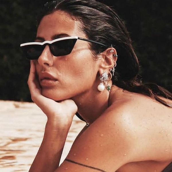 

black fashion design women sun glasses flat sunglasses square frame classic shades vintage black red eyewear oculos de sol defna