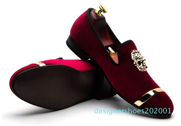 

men brown velvet dress shoes prom men smoking slipper party and wedding loafers blue red black mens slip-on big size 7-12 d1