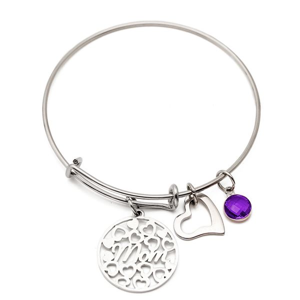 

charm 12 month feb june may adjustable wire bracelet birthday birthstones charm bracelets bangle with box gifts, Black