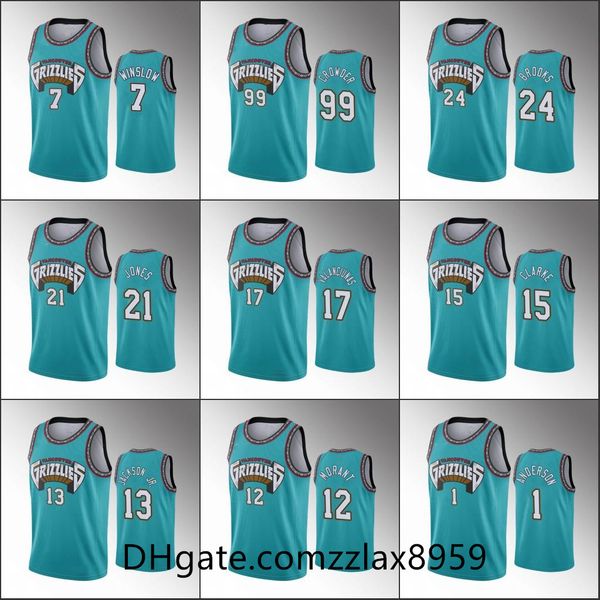 

men ja morant memphis nba jaren jackson jr. dillon brooks 2020 25th anniversary classic teal grizzlies custom jersey, Black;red