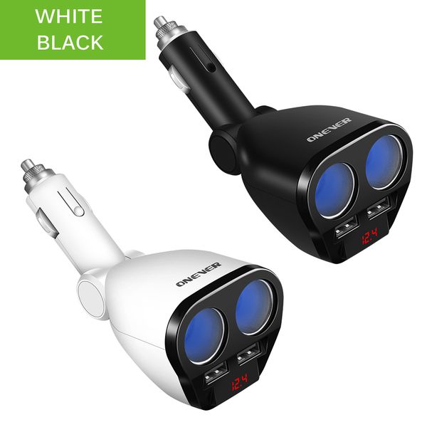 

multi-function 120w car cigarette lighter socket splitter hub power adapter with smart ic 12v-24v dual usb charger car kits