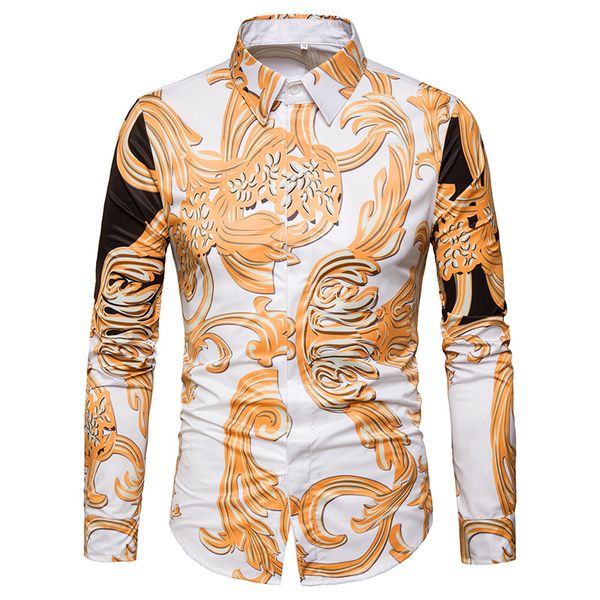 

printed long sleeve shirt long sleeve shirt men's cool men's mens dress shirts men autumn printing, White;black