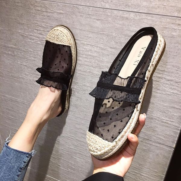 

female shoes flower house slippers platform slides cover toe shose women 2020 soft flat summer fabric rubber, Black