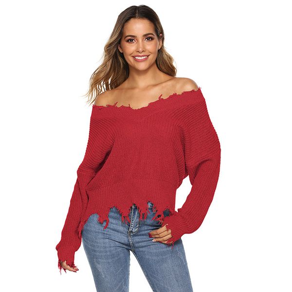 

sweaters women autumn tassel deep v neck knitted pullover female white long sleeve crochet cropped jumper, White;black