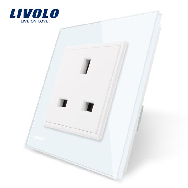 2020 Livolo EU Standard UK Socket, White/Black Crystal Glass Panel ...