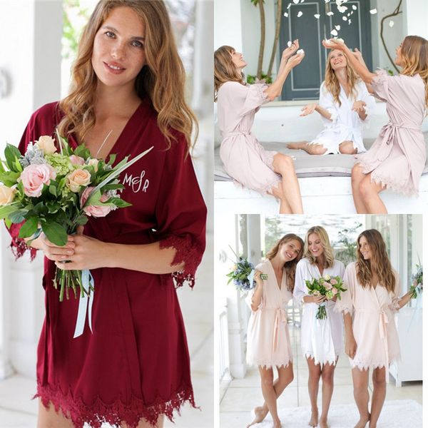 

новое прибытие подружка невесты халат свадебное платье халат дешево для свадеб персонализированные подружки невесты платье ночной халат свад, Blue;red