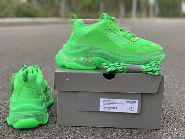 

2019 triple green peed tretch knit mid neaker te with box running hoe trainer neaker hipping
