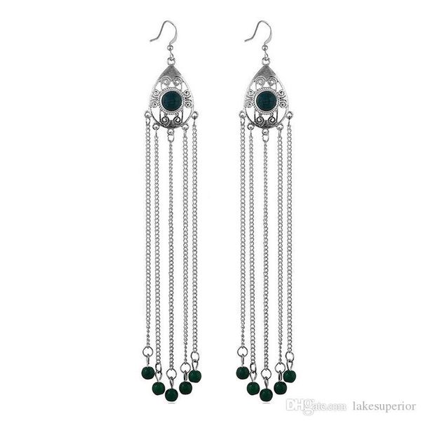 

boho style long tassel drop earring women girls waterdrop earring gift for love fashion jewelry accessories with fast shipping, Silver