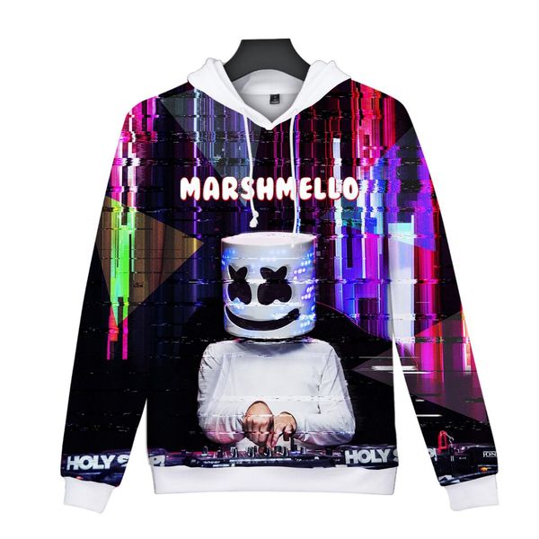 

kpop marshmello 3d friends hoodies hooded sweat women men kawaii sweatshirts streetwear harajuku oversized snow white clothes, Black