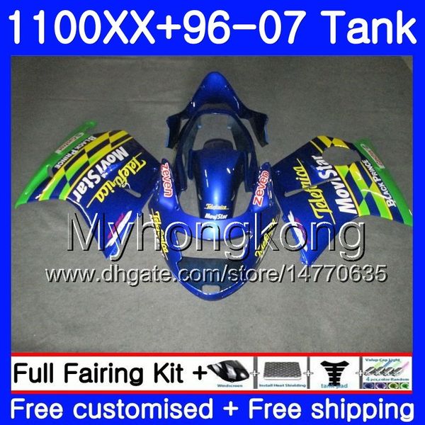 + Tanque Movistar Azul Para HONDA Melro Preto CBR1100 XX CBR1100XX 96 97 98 99 00 01 271HM.21 CBR 1100XX 1996 1997 1998 1999 2000 2001 Carenagens