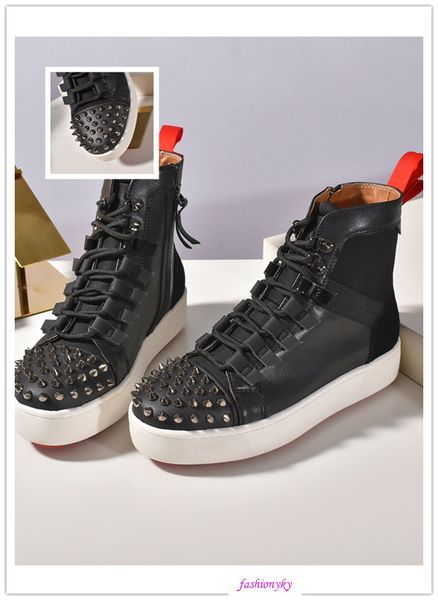 

latest new men designer running red shoes krystal spike sock trainers bottom sneakers neoprene rivet sneaker for, Black