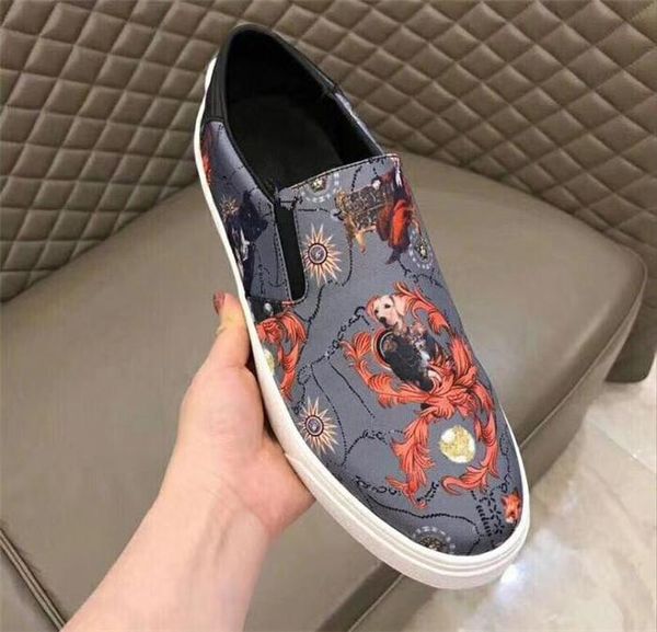 

spring autumn print fashion men's casual shoes color mixed all match casual shoes popular comfortable breathable embossed low shoes2019, Black