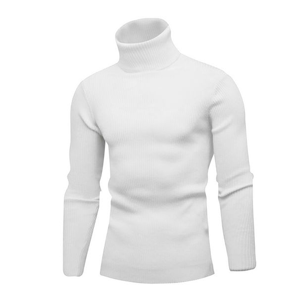 

mjartoria winter warm turtleneck sweater men fashion solid knitted mens sweaters 2020 casual male double collar slim pullover, White;black