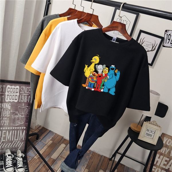 

super fire cec sesame short-sleeved couple loose short-sleeved women's printed women's student t-shirt t-shirt fashion brand, White