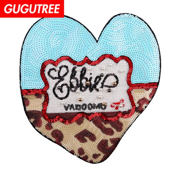 

gugutree sequins embroidery big love heart patch cartoon patches badges applique patches for clothing jw-17, Black
