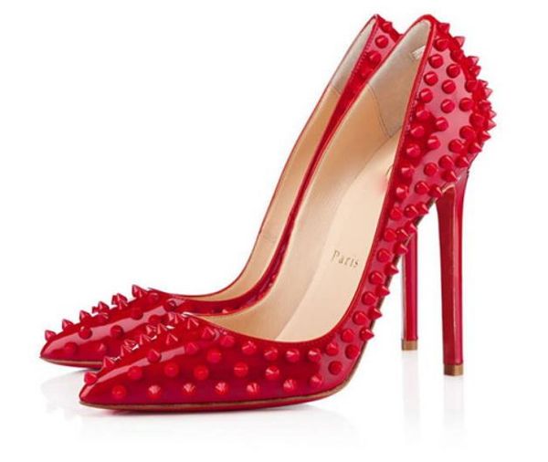 

christian louboutin cl 2019 shoes red women pumps high heel shoes rivet pointed toe fine heel lady wedding shoes bottom for th