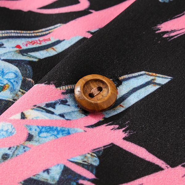 

men summer fashion lapel spaceman print short sleeve hawaiian shirt blouse2019 latest popular summer men's shirt