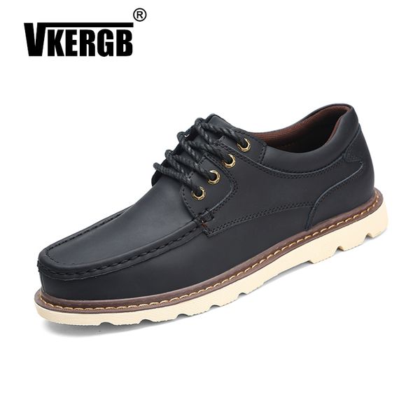 

vkergb new fashion italian men shoes classic men leather shoes 2018 dress formal wedding genuine leather, Black
