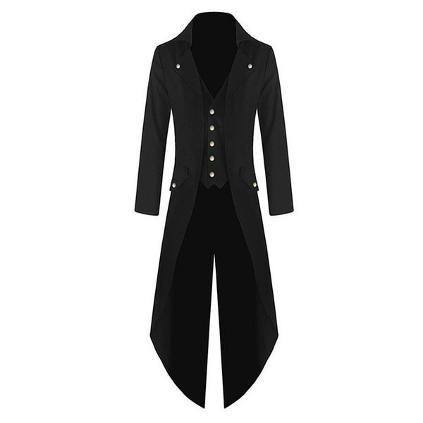 

men trench coat lightweight tuxedo dress designer fashion long coat punk style single-breasted windproof slim trench tail coat, Tan;black