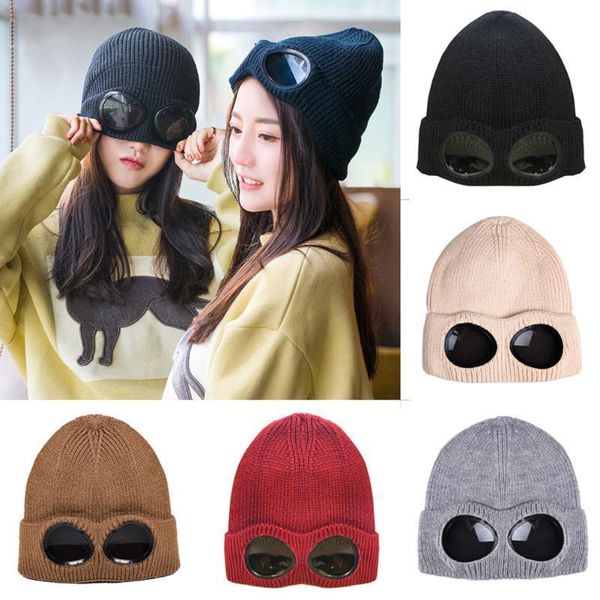 

cycling cap hat women man wool knitted goggles beanie leisure thermal warm autumn winter hat sports caps, Blue;gray
