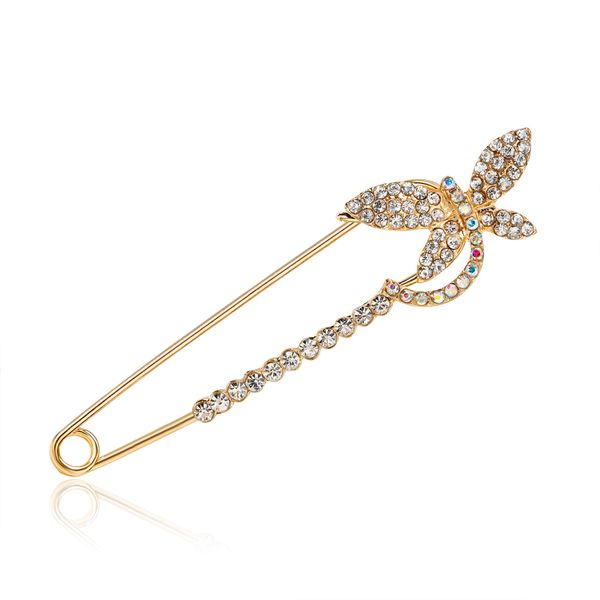 

rhinestone retro fashion curved needle studded butterfly brooch fashion women's brooch wholesale, Gray