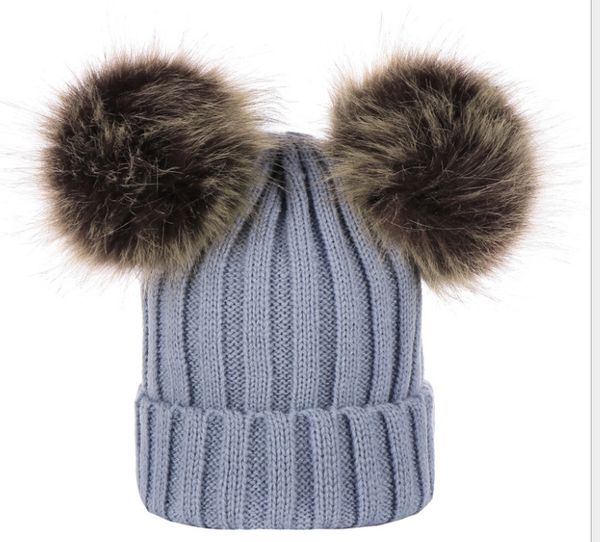 

kids winter hats children's winter infant newborn baby kids faux fur wool hat cap beanie with pom pom beanie for boys and girl, Yellow