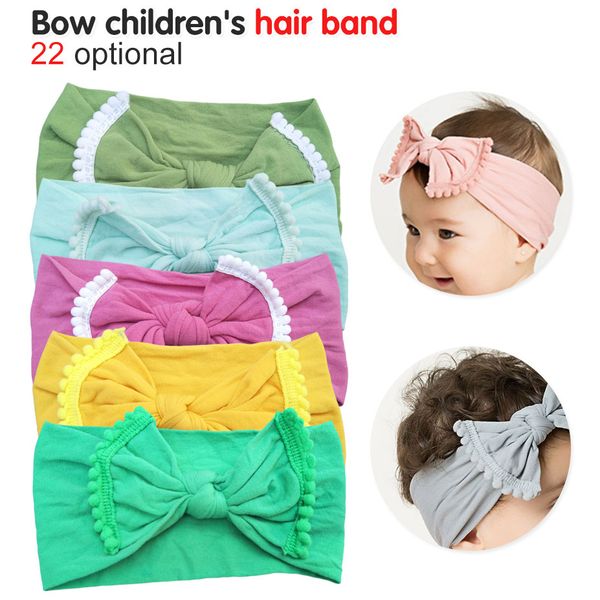 

1pc new sale 9 colors cute baby girls kids cotton bow hairband headband stretch turban knot head wrap, Slivery;white