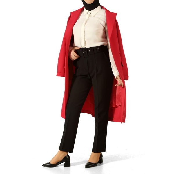 

belted hijab pants, Black;white