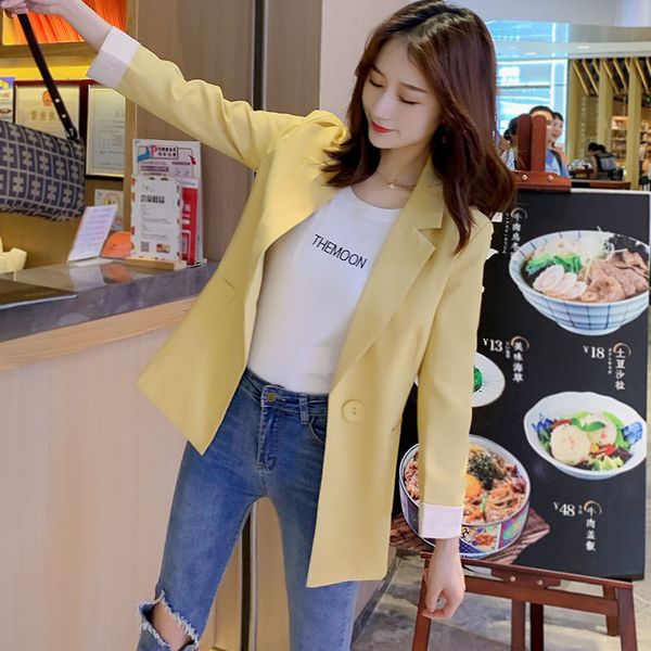 

women 2020 spring autumn new high-quality straight and smooth blazers female office lady business formal wear solid coats b27, White;black