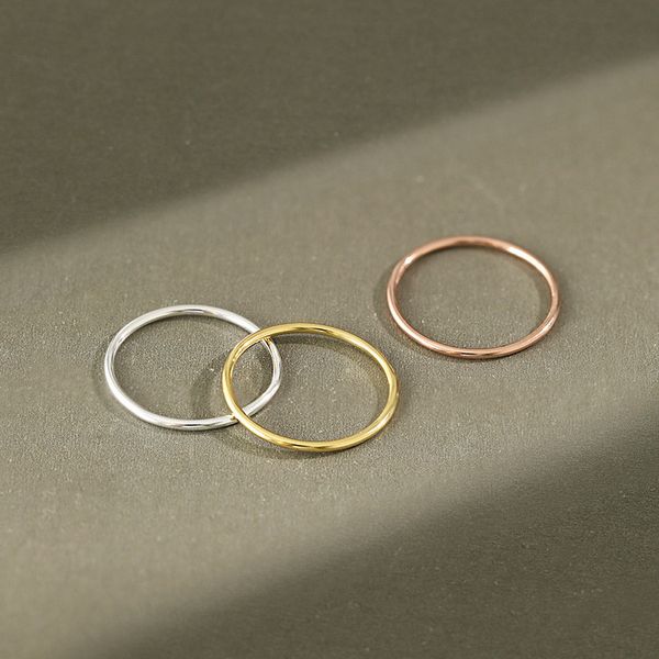 

new simple style 925 sterling silver rings for women men stackable ring fine jewelry anillos bijoux femme, Black