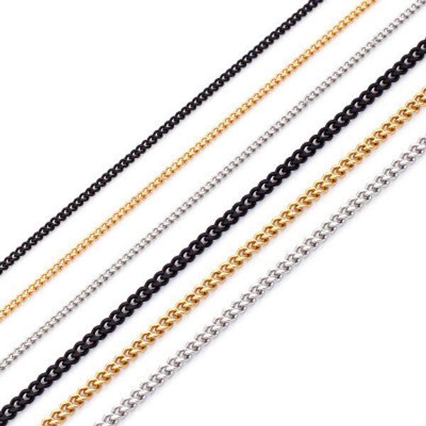 

5pcs/lots width 1.7mm 1.8mm 2mm 2.7mm stainess steel long cuban rolo link chains necklace for pendants wholesale women men party, Silver