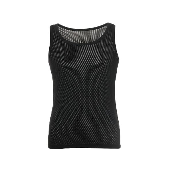 

summer man undershirt/men mesh sheer basic shirts/male mesh breathable o-neck gay sleeveless slimming inner tank, Black;brown